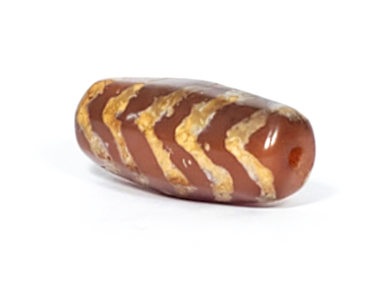 Antique Five Tiger Stripe Motif Carnelian Dzi (FTS-Ant1)