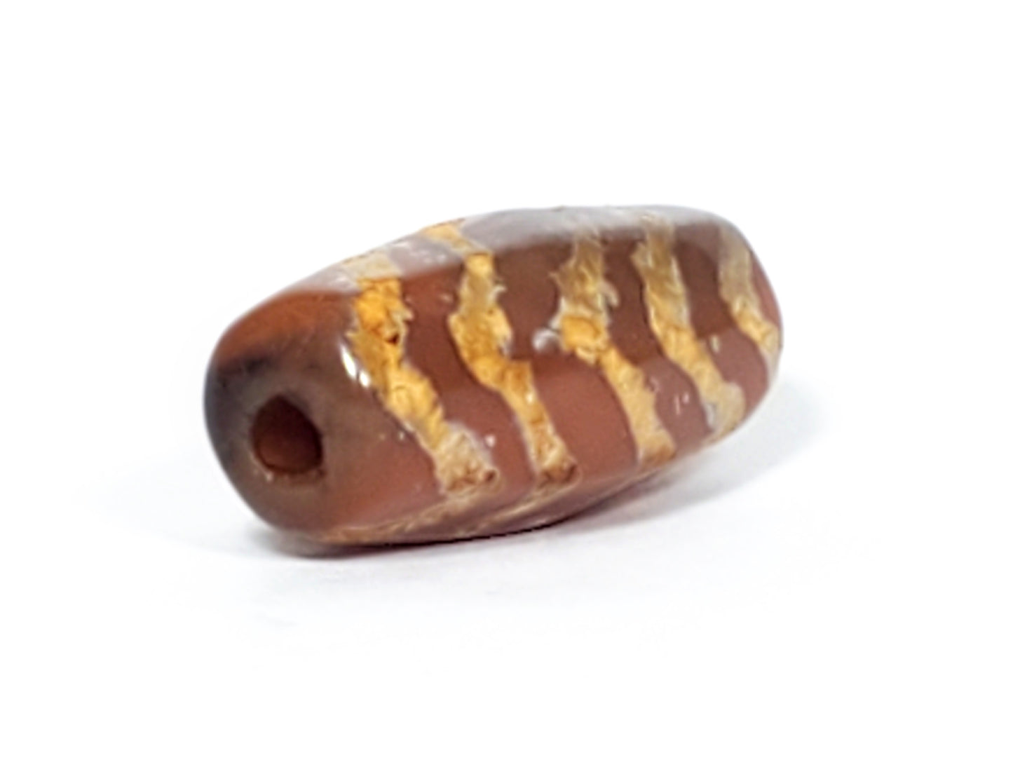 Antique Five Tiger Stripe Motif Carnelian Dzi (FTS-Ant1)