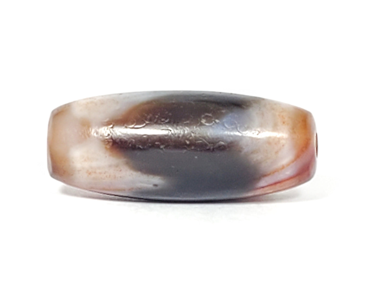 Antique Tibetan Tiger Tooth Motif Dzi Bead With Bloodspots - Extremely Beautiful